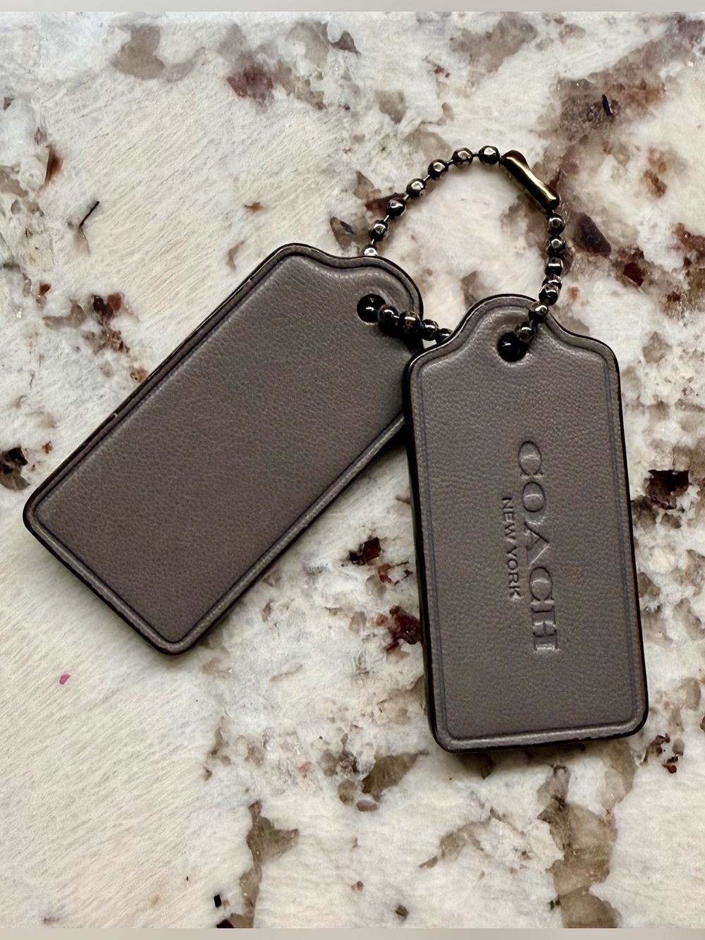Coach Dark Gray Double
Leather Hangtag